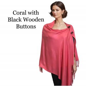 3109 - Pashmina Style Button Shawls Solid Coral<br>
Pashmina Style Button Shawl - 