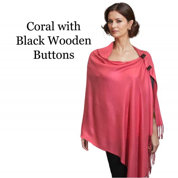 wholesale 3109 - Pashmina Style Button Shawls Solid Coral<br>
Pashmina Style Button Shawl - 