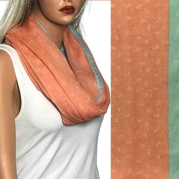 Wholesale 3111 - Nautical Print Scarves Oblong and Infinity 4006 - Coral<br>
Anchor Print Infinity - 