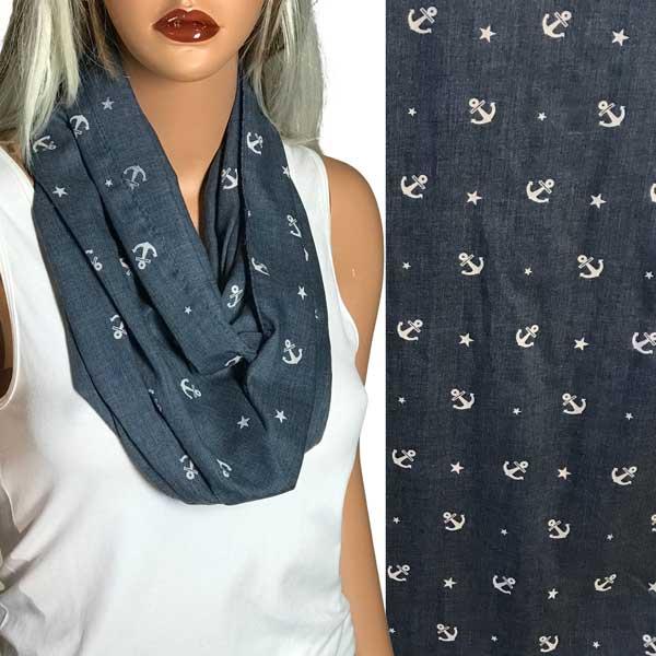 3111 - Nautical Print Scarves Oblong and Infinity 8742 - Navy <br>
Mini Anchor Infinity - 