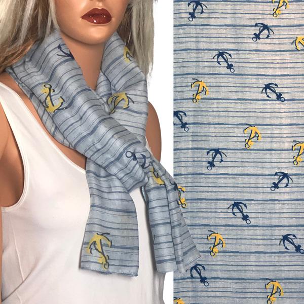 Wholesale 3111 - Nautical Print Scarves Oblong and Infinity 9897 - Blue <br>
Anchor and Stripe Oblong  - 