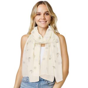 3111 - Nautical Print Scarves Oblong and Infinity 10648 - Ivory<br>
Anchor Print Scarf - 27