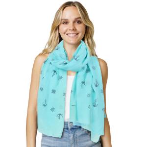 3111 - Nautical Print Scarves Oblong and Infinity 10648 - Mint<br>
Anchor Print Scarf - 27