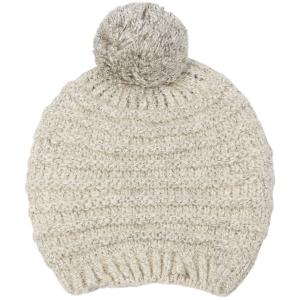 3114 - Winter Knit Hats 9515 Knit Beanie Stripe Texture Pom Pom - White  - One Size Fits Most