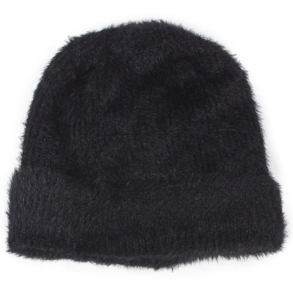 wholesale 3114 - Winter Knit Hats 9516 Knit Beanie Furry Knit - Black - One Size Fits Most