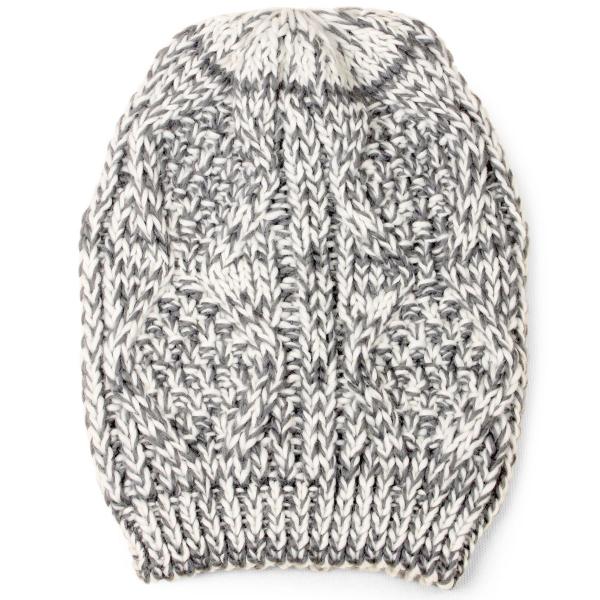 wholesale 3114 - Winter Knit Hats 8863 Knit Beanie Two Tone - Grey - 