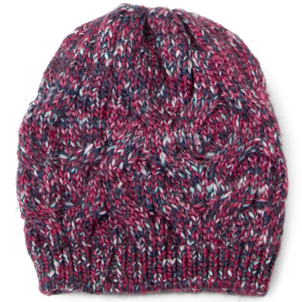wholesale 3114 - Winter Knit Hats 8866 Knit Beanie Multi Color - Wine - 