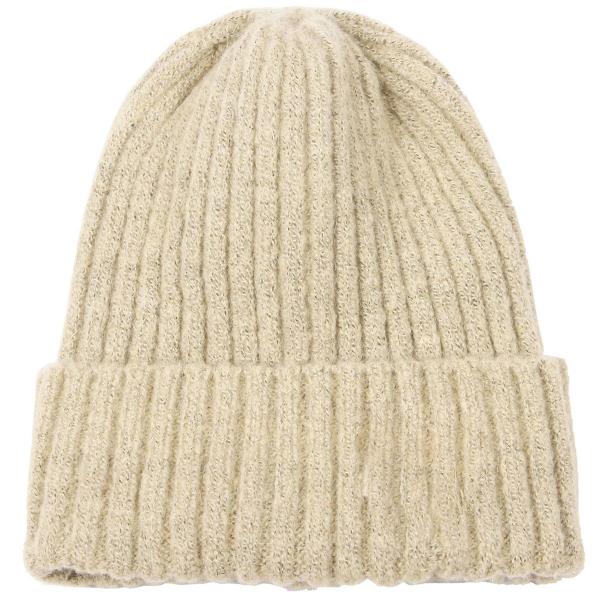 wholesale 3114 - Winter Knit Hats 9551 Knit Beanie Cuff Style - Beige - One Size Fits Most