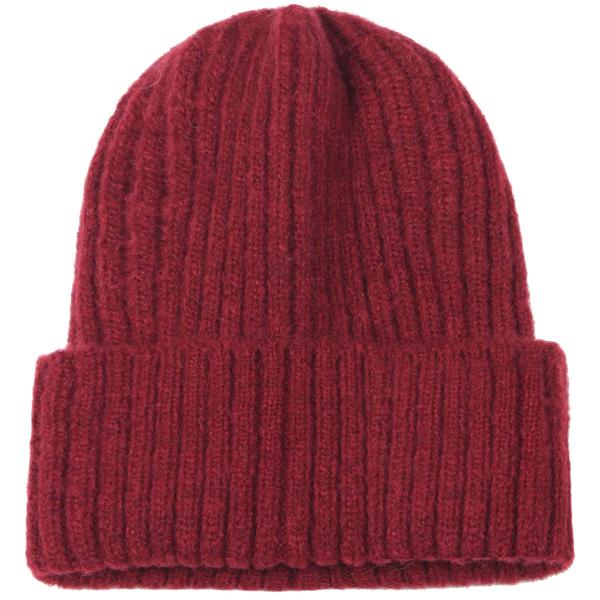 wholesale 3114 - Winter Knit Hats 9551 Knit Beanie Cuff Style - Burgundy - One Size Fits Most
