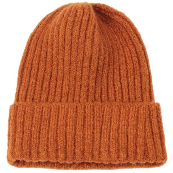 wholesale 3114 - Winter Knit Hats 9551 Knit Beanie Cuff Style - Rust - One Size Fits Most