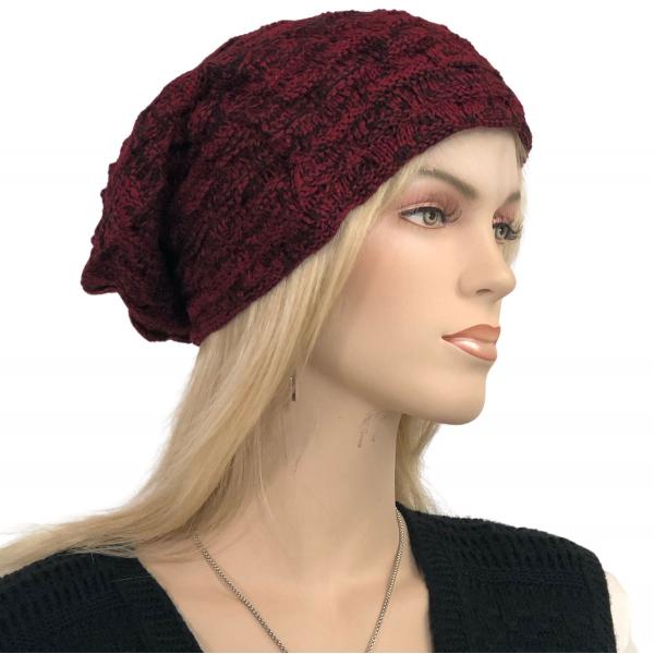 wholesale 3114 - Winter Knit Hats LC:HATSL - Burgundy Slouchy Knit Hat with Faux Fur Lining MB - 