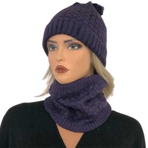 Wholesale  LC:HSET Purple Hat and Neck Warmer Set w/Fur Lining - 
