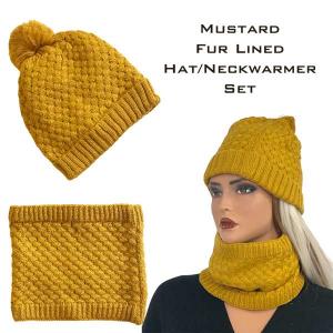 Wholesale  LC:HSET Mustard Hat and Neck Warmer Set w/Fur Lining - 