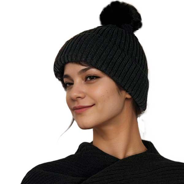 wholesale 3114 - Winter Knit Hats LC01 - Black - One Size Fits Most