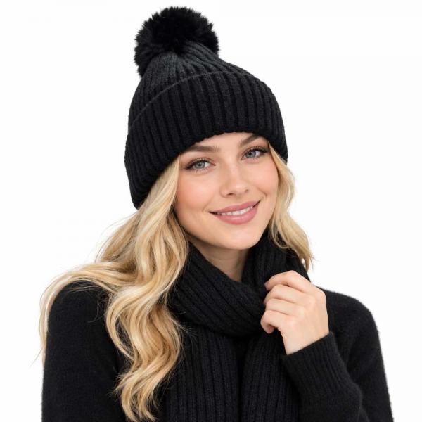 wholesale 3114 - Winter Hats LC01 - Black - One Size Fits Most