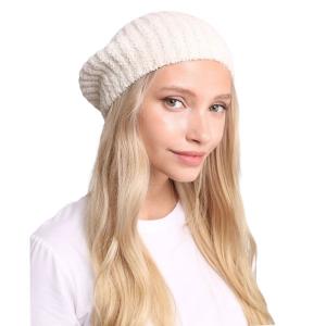 Wholesale  275 - Ivory<br>
Ribbed Beret - 