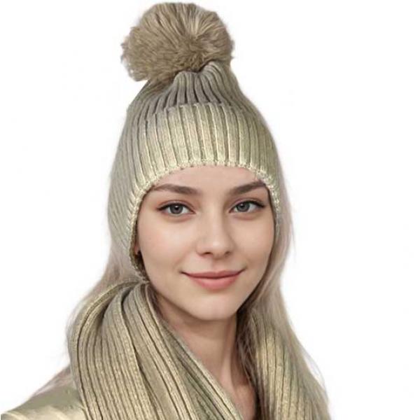 wholesale 3114 - Winter Knit Hats LC01 - Beige/Latte - One Size Fits Most