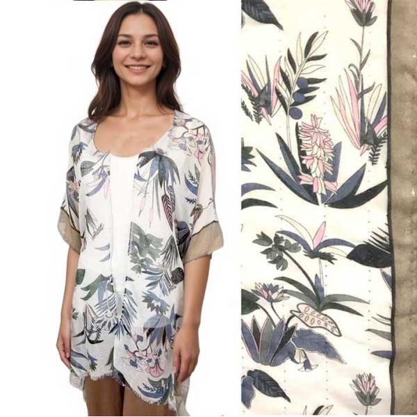 wholesale 9151 - Sequined Kimono Tan Border - 