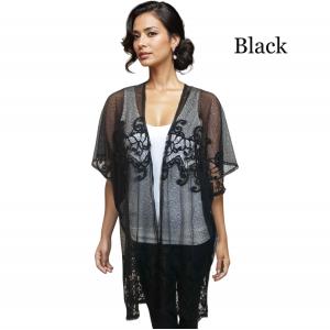 9251 - Lace Design Kimono Black Kimono - Lace Design 9251 - 
