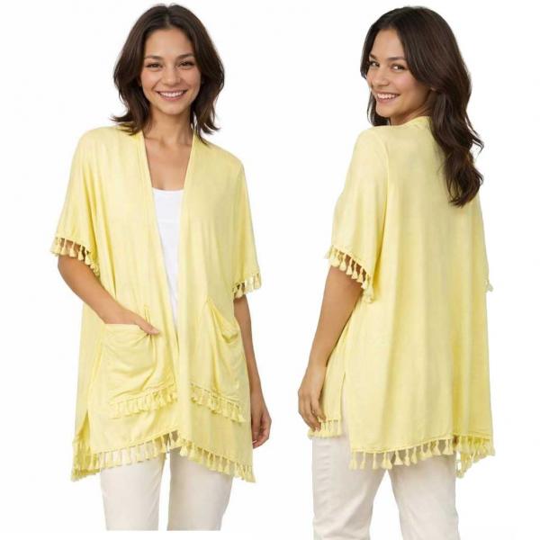 wholesale 9771 - Tasseled Kimono with Pockets  Pear - 