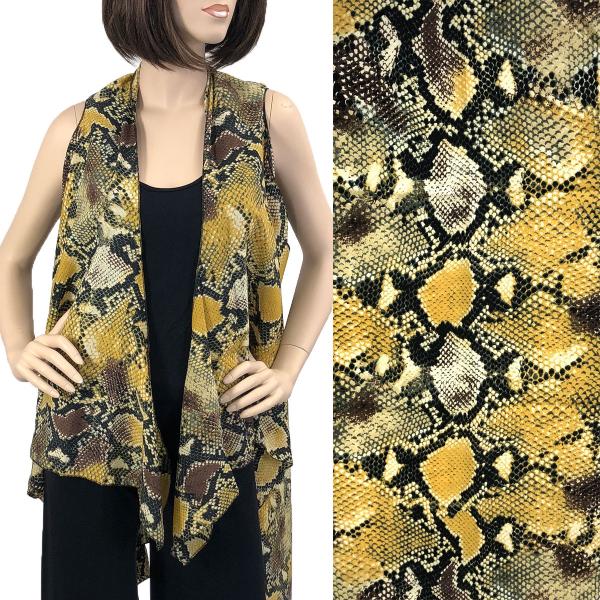 Wholesale 3121 - Brushed Matte Satin Scarf Vests #1322 Reptile Print Yellow - 