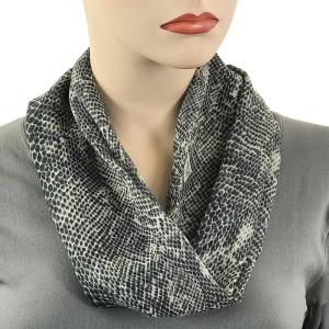 3127 - Reptile Print Scarves with Magnetic Clasp  Snake Print - Black - 