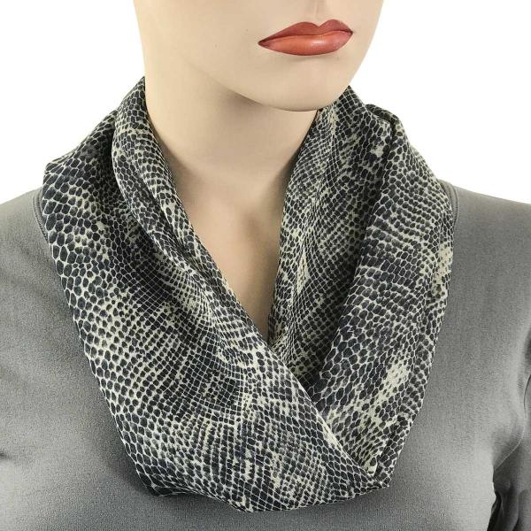wholesale 3127 - Reptile Print Scarves with Magnetic Clasp  Snake Print - Black - 