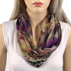 3127 - Reptile Print Scarves with Magnetic Clasp  Reptile Print - 0213 Purple/Beige - 
