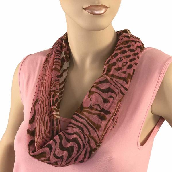 Wholesale 0945 Magnetic Clasp Scarves (Cotton Touch) #07 Abstract Animal Print Raspberry-Brown (Bronze Clasp) - 
