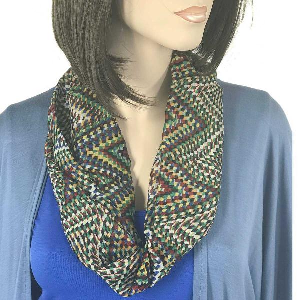 wholesale Magnetic Clasp Scarves (Cotton Touch) #24 Geometric Print Green - 