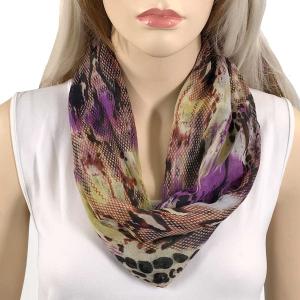 0945 Magnetic Clasp Scarves (Cotton Touch) #38 Reptile Print Purple and Beige - 