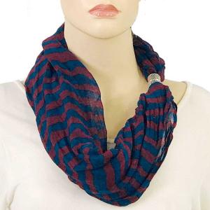 0945 Magnetic Clasp Scarves (Cotton Touch) #16 Stripes Burgundy-Navy - 