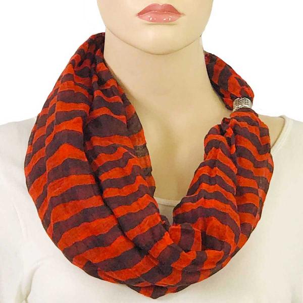 wholesale Magnetic Clasp Scarves (Cotton Touch) #14 Stripes Java-Red - 