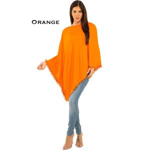 Wholesale  9442 - Orange<br>
Pom Pom Poncho  - 