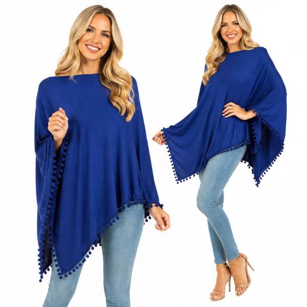 wholesale 9442 - Pom Pom Ponchos  Blue - 