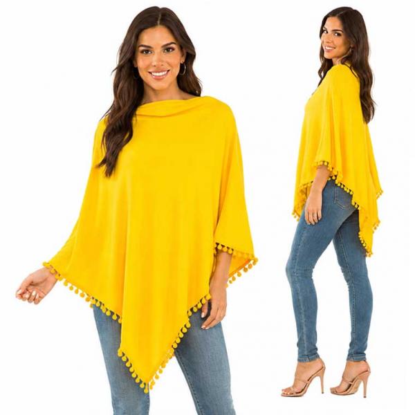 wholesale 9442 - Pom Pom Ponchos  Yellow - 