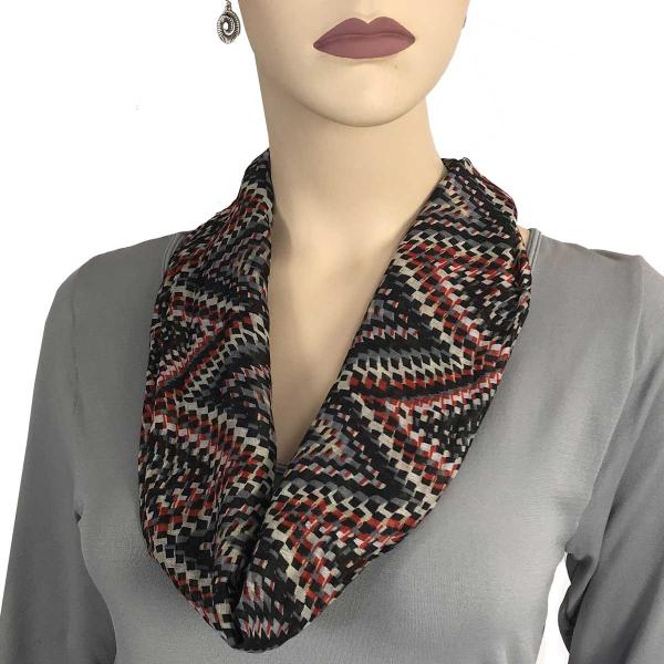 wholesale Geometric Scarves with Magnetic Clasp 3133 #3144 Black Geometric Print (Silver Clasp) - 
