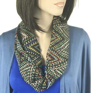 Geometric Scarves with Magnetic Clasp 3133 #3144 Green Geometric Print (Silver Clasp) - 
