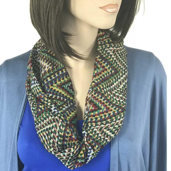 wholesale Geometric Scarves with Magnetic Clasp 3133 #3144 Green Geometric Print (Silver Clasp) - 