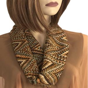 Geometric Scarves with Magnetic Clasp 3133 #3144 Brown Geometric Print (Silver Clasp) - 