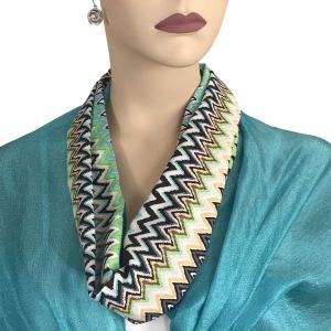 Geometric Scarves with Magnetic Clasp 3133 #8070 Multi Zig Zag #3 (Silver Clasp) - 