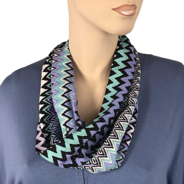 wholesale Geometric Scarves with Magnetic Clasp 3133 #8070 Multi Zig Zag #4 (Silver Clasp) MB - 