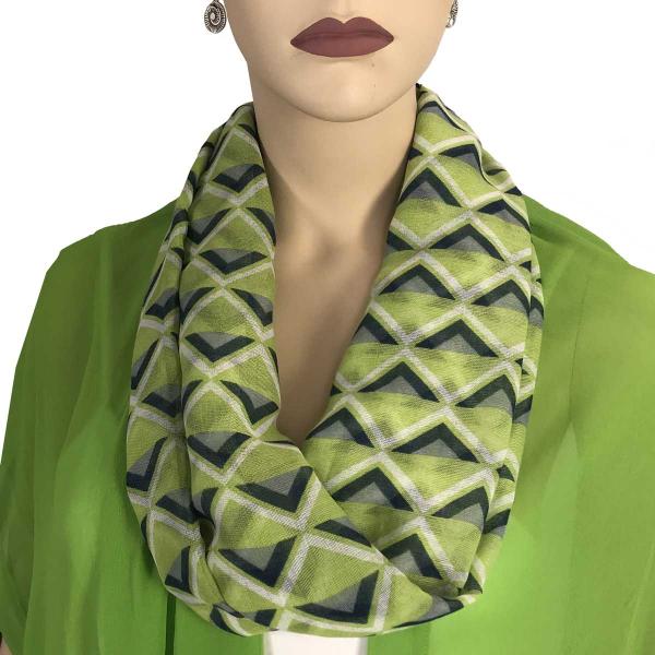 wholesale Geometric Scarves with Magnetic Clasp 3133 #3737 Green Geometric Chevron (Silver Clasp) - 