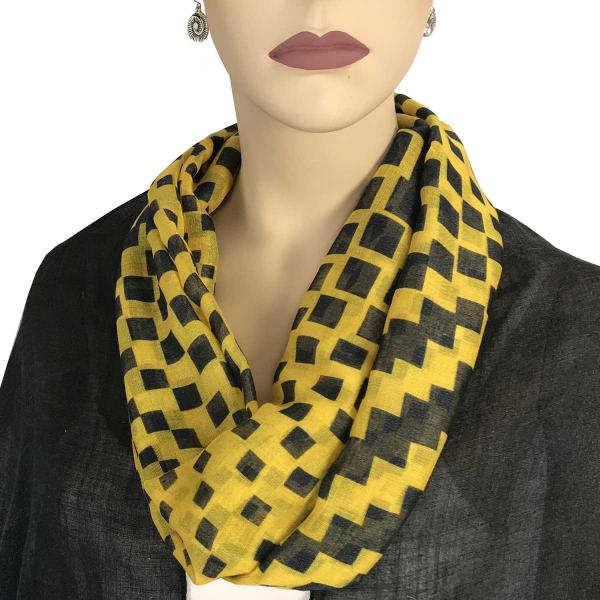 wholesale Geometric Scarves with Magnetic Clasp 3133 #3608 Yellow Geometric Square (Bronze Clasp) - 
