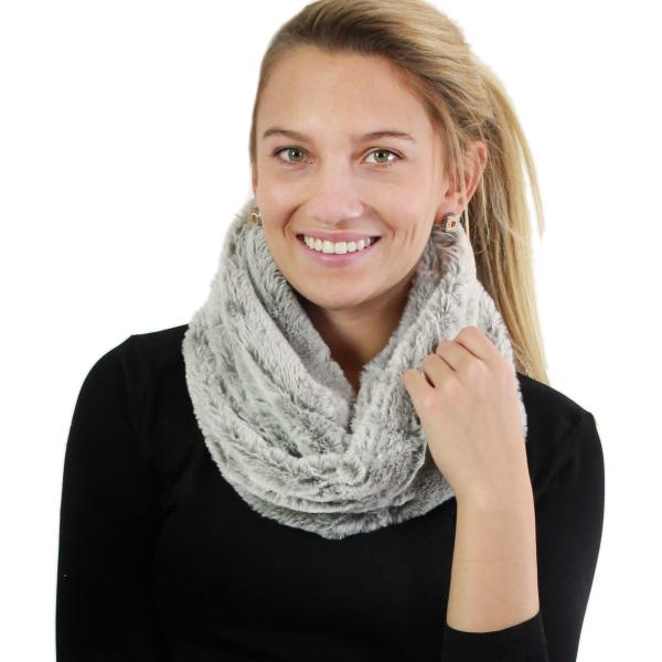 wholesale 3118 - Faux Fur Cowl Neck Scarves 9064 Faux Fur Taupe - 