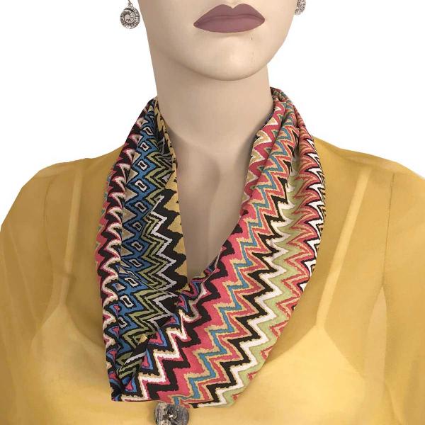 wholesale 3139 Magnetic Clasp Scarves (Satin Feel) #13 Multi Zig Zag 1(Silver Clasp) - 