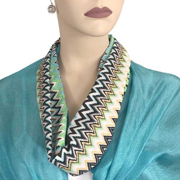 wholesale 3139 Magnetic Clasp Scarves (Satin Feel) #15 Multi Zig Zag 3(Silver Clasp) - 