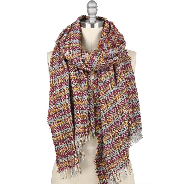 wholesale 9540 - Multi Color Tweed Scarves 9540 Burgundy-Mustard - 