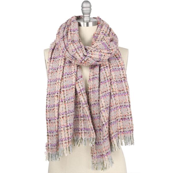 wholesale 9540 - Multi Color Tweed Scarves Grey-Lavender - 