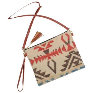 3161 - Western Pattern Round Vests and Bags 10287L - Beige Multi<br>
Western Crossbody/Clutch Bag - 10.5